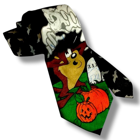 Looney Tunes Other - Vintage Looney Tunes Mania Tazmanian Devil Pumpkin Halloween Necktie